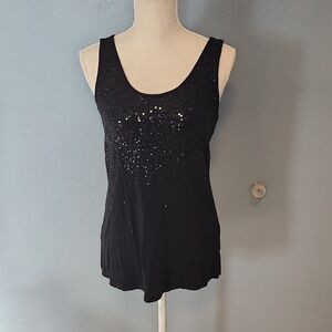 Maurice's black sequin sparkle tunic length tank top